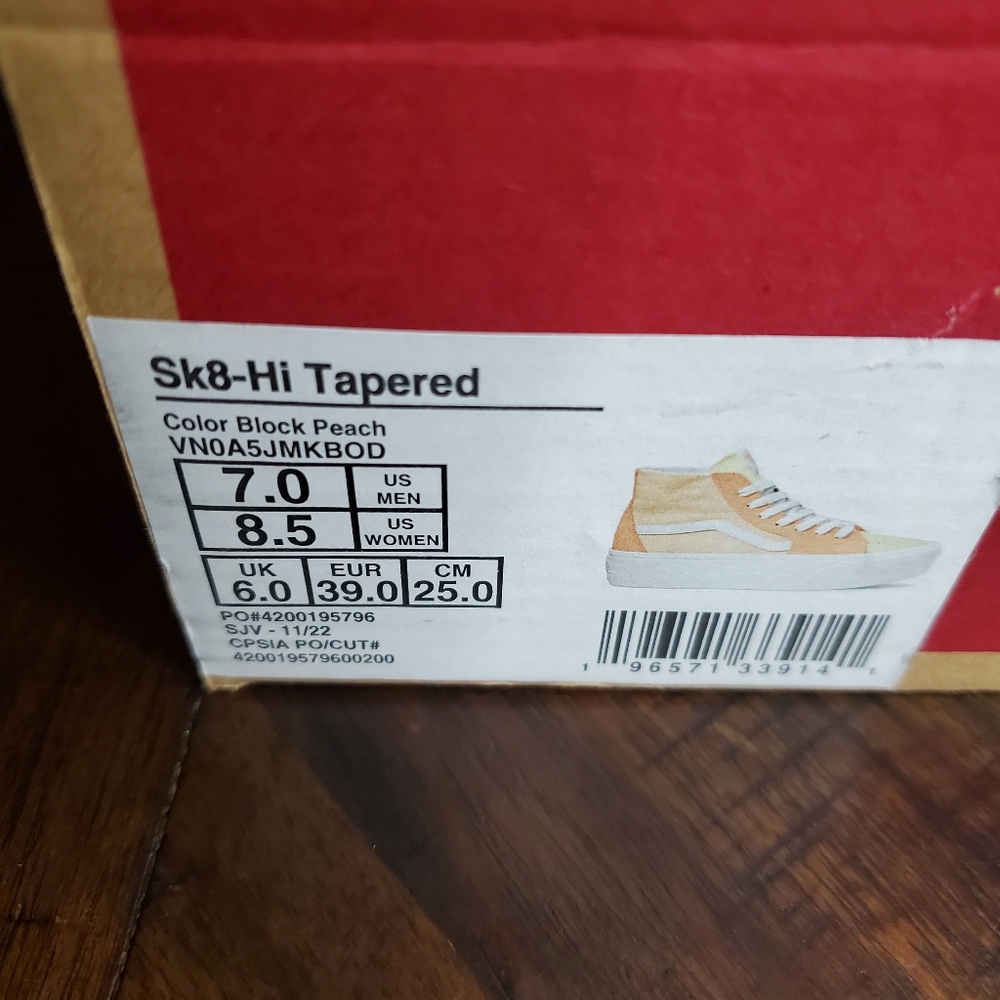 Vans Sk8-Hi Tapered Color Block Peach 🍑  Women Size 8.5, Men Size 7 - Picture 13 of 13